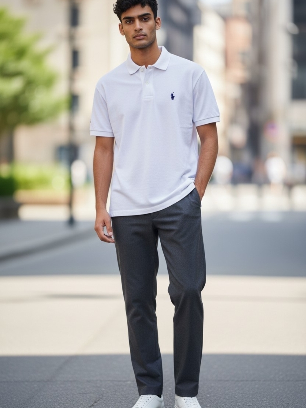 Ralph Lauren White Polo with Navy Pony